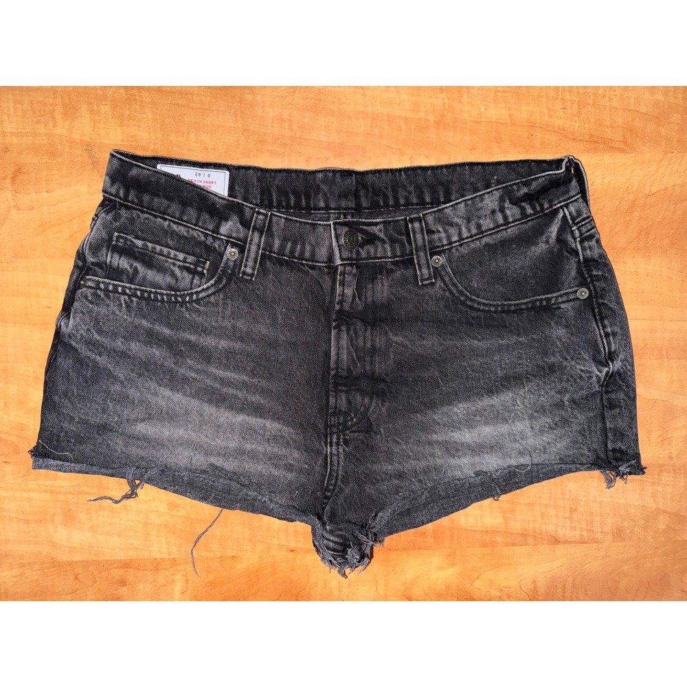 Gap Beach Short Low Rise Black Denim Cut Off Shorts Frayed Hem Size 29 8